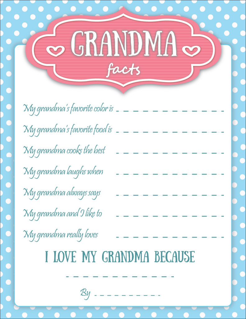 Fun Mother's Day Printables Mom and Grandma Facts Sheets